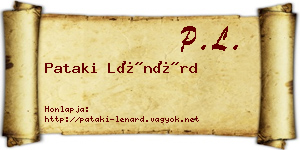Pataki Lénárd névjegykártya