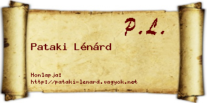 Pataki Lénárd névjegykártya